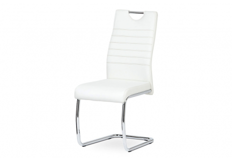 Jídelní židle koženka bílá / chrom