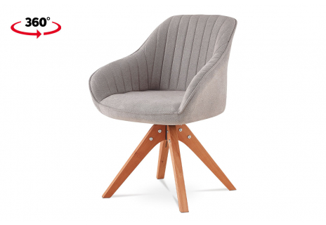 Jídelní a konferenční židle, potah latté látka, nohy masivní buk v tmavším příro