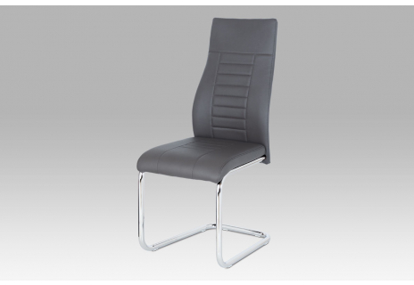 Jídelní židle, šedá koženka / chrom