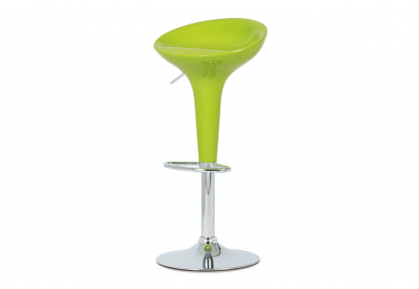 Barová židle, limetkový plast, chromová podnož, výškově nastavitelná