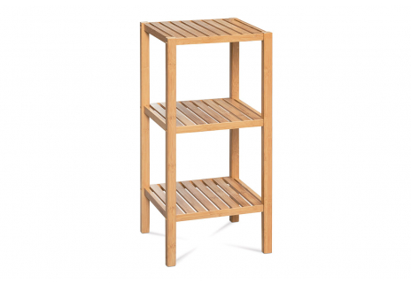 Regál, 3 police, masiv bambus, přírodní odstín, nosnost 9 kg