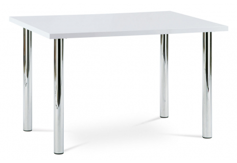 Jídelní stůl 120x75 cm, chrom / vysoký lesk bílý