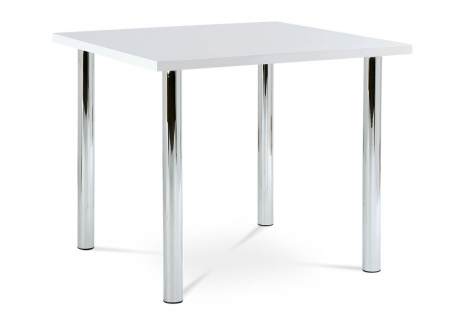 Jídelní stůl 90x90 cm, chrom / vysoký lesk bílý