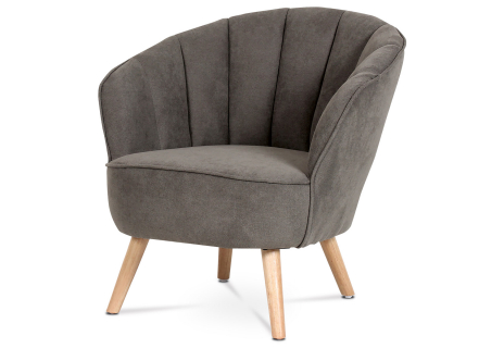 Křeslo, potah světle šedá látka, dřevěné nohy - masiv kaučukovník