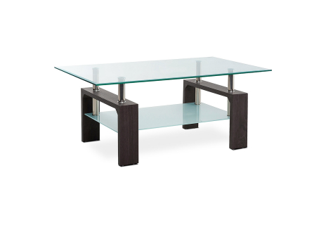 Konferenční stůl, čiré / mléčné sklo, MDF, 3D dekor přech