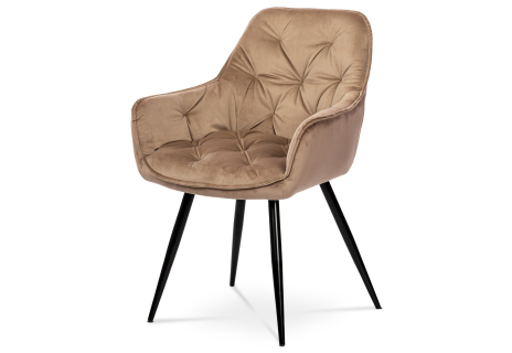 Jídelní židle, potah cappuc sametová látka, kovová 4nohá podnož, černý lak