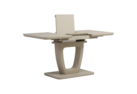 Jídelní stůl 110+40x75 cm, cappuccino 4 mm skleněná deska, MDF, cappuccino mat