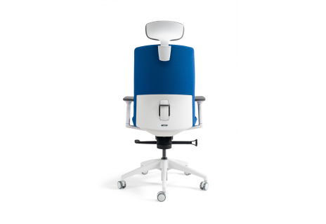 Kancelářská židle čalouněná s podhlavníkem, bílý plast, tmavě modrá 211 J2 WHITE SP