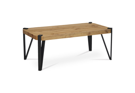 Konferenční stolek, 110x60x42 cm, deska MDF, dekor divoký dub, kov - černý mat
