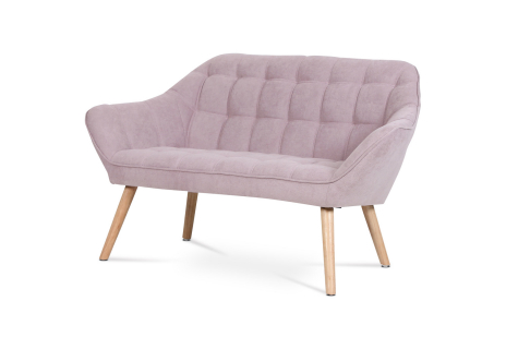Dvoumístná sedačka, potah starorůžová látka, dřevěné nohy - masiv kaučukovník