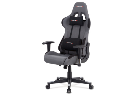 Kancelářská židle houpací mech., šedá + černá látka, plast. kříž