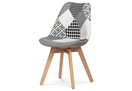 Jídelní židle, potah látka patchwork, dřevěné nohy, masiv přírodní buk