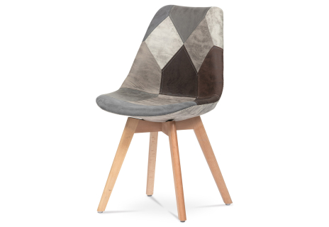 Jídelní židle, potah látka patchwork, dřevěné nohy, masiv přírodní buk