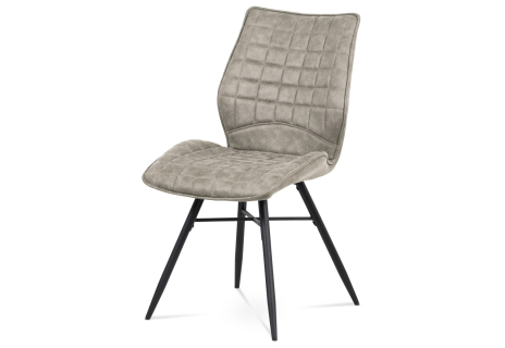 Jídelní židle, lanýžová látka vintage, kov černý mat