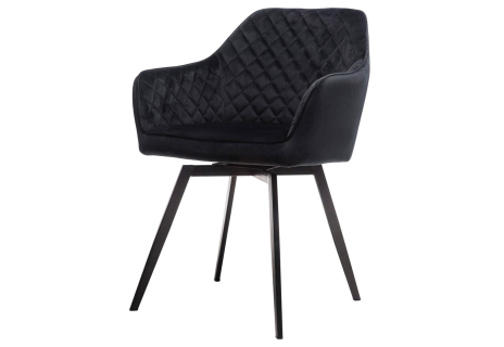 Jídelní židle, potah černá sametová látka, kovové nohy, černý matný lak
