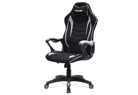 Herní a kancelářské křeslo E-racer, potah šedá a černá látka, HM