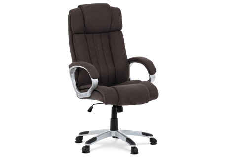 Kancelářská židle, plast ve stříbrné barvě, hnědá látka, kolečka pro tvrdé podlahy