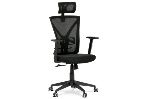 Židle kancelářská, černá mesh, plastový kříž