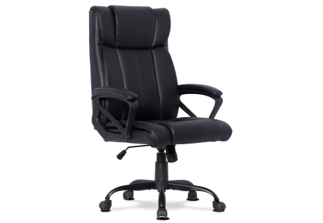 Židle kancelářská, černá ekokůže, kovový kříž