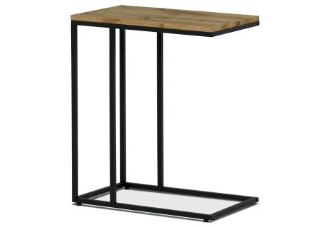 Odkládací stůl, MDF deska, dekor divoký dub, černý kov