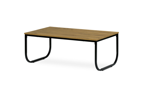 Stůl konferenční, MDF deska s dekorem divoký dub, černý kov.