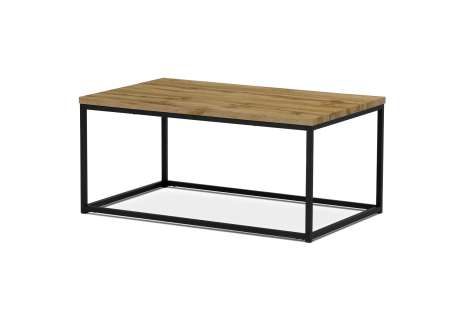 Konferenční stolek 100x60x45 cm, deska MDF dekor divoký dub, černý kov