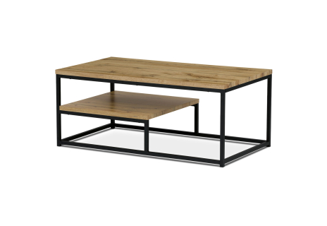 Konferenční stůl s policí,110x60 cm, dekor divoký dub, černý kov