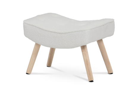 Podnožka, potah bílá látka bouclé, nohy masiv kaučukovník