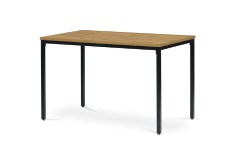 Stůl jídelní, 120x70 MDF deska, dýha divoký dub, kovové nohy, černý lak