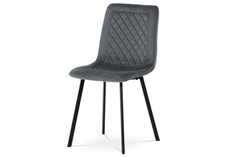 Židle jídelní, šedý samet, kov černý mat