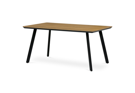 Jídelní stůl, 160x90x76 cm, MDF deska, dýha ostín dub, kovové nohy, černý lak