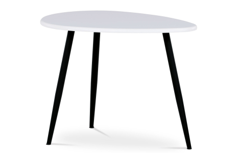 Konferenční stůl, MDF deska, bilý matt, černý kov