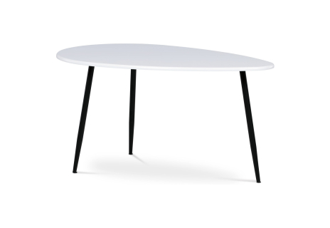 Konferenční stůl, MDF deska, bilý matt, černý kov