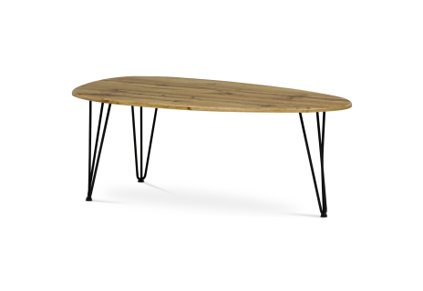 Konferenční stůl, MDF deska, dekor divoký dub, černý kov