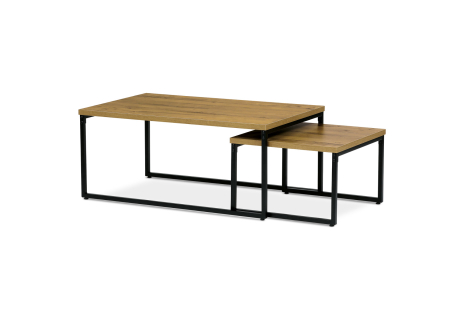 Sada 2 konferenčních stolů, MDF deska s dekorem divoký dub, černý kov.