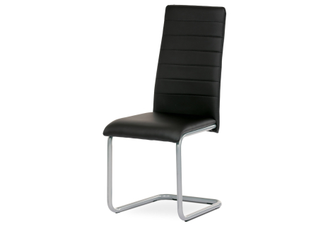 Židle jídelní, černá koženka, kov šedá