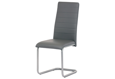Židle jídelní, šedá koženka, kov šedá