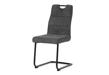 Židle jídelní, šedá látka, černý kov