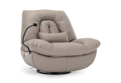 TV křeslo s elektrickým polohováním, držák telefonu, uložný box, zabudované ovládání, USB-A a USB-C, rotace do 240°, hou