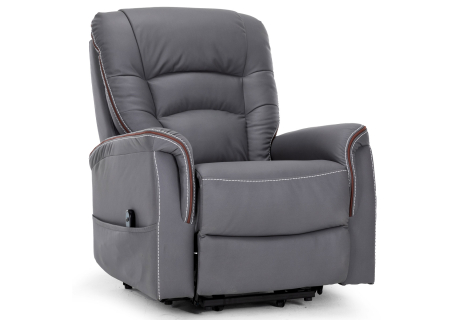 TV křeslo s elektrickým polohováním, šedá ekokůže