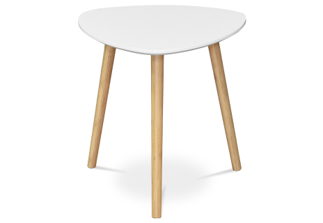 Stůl konferenční 40x40x40 cm,  MDF bílá deska,  nohy bambus přírodní odstín