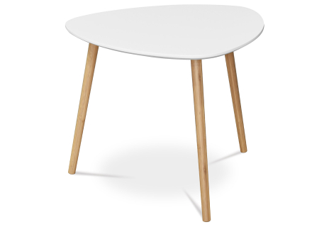 Stůl konferenční 55x55x45 cm,  MDF bílá deska,  nohy bambus přírodní odstín