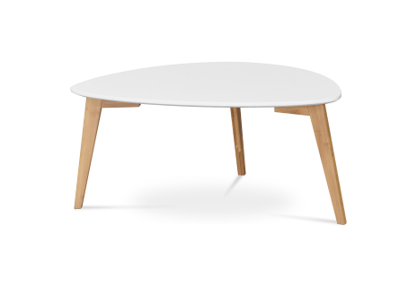 Stůl konferenční 85x48x40 cm,  MDF bílá deska,  nohy bambus přírodní odstín