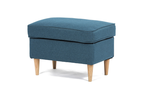 Taburet, modrá látka, nohy buk