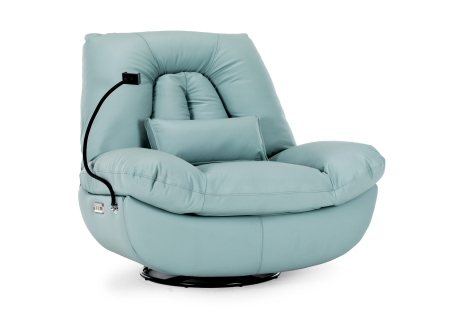 TV křeslo s elektrickým polohováním, hlasové ovládání (ENG), reproduktor, podsvícení, držák telefonu, uložný box, zabudo