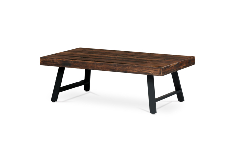 Konferenční stůl, 130x70 cm, MDF deska, masiv borovice, kov, černý lak