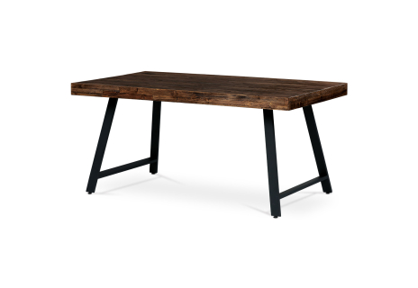 Jídelní stůl, 160x90x76 cm, MDF deska, dýha borovice, kovové nohy, černý lak