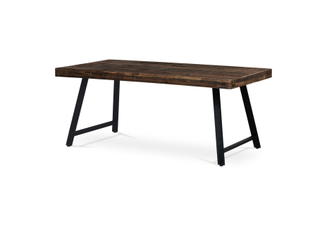 Jídelní stůl, 180x90x76 cm, MDF deska, dýha odstín borovice, kovové nohy, černý lak