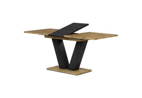 Jídelní stůl, 140-180x80x76 cm, MDF deska, 3D dekor divoký dub