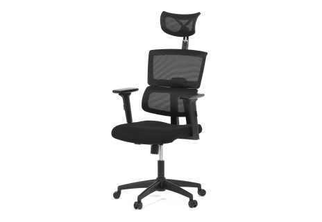 Kancelářská židle, potah černá látka a černá síťovina MESH, houpací mech.